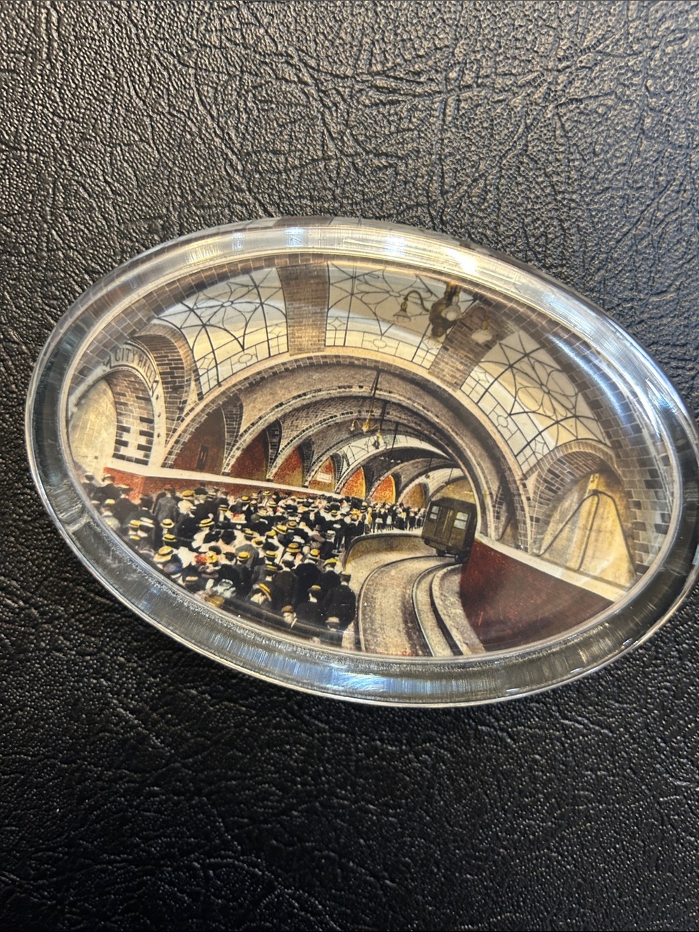 Vintage NYTM Laura Graham NYC Glass Paperweight - 1904 City Hall Subway Station